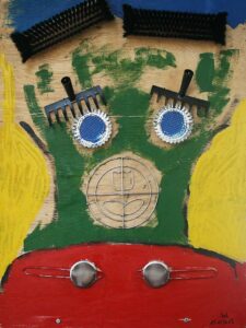 Mujer con cara verde