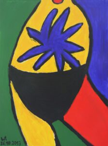 Chica debajo una palmera