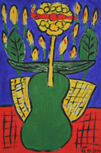 Mujer abrazando calas