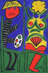 Modelo enfrente del artista