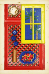 Pared roja con ventana