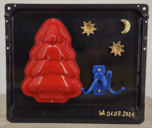 Jabalí azul en el bosque de noche